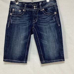Miss Me 30 angel wing Bermuda Blue Denim Shorts